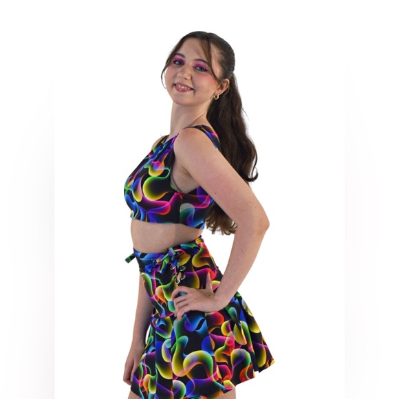 Black and Neon handmade skirt and crop top size small - Picture 1 of 6